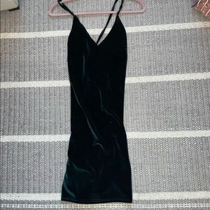 Dark green velvet dress